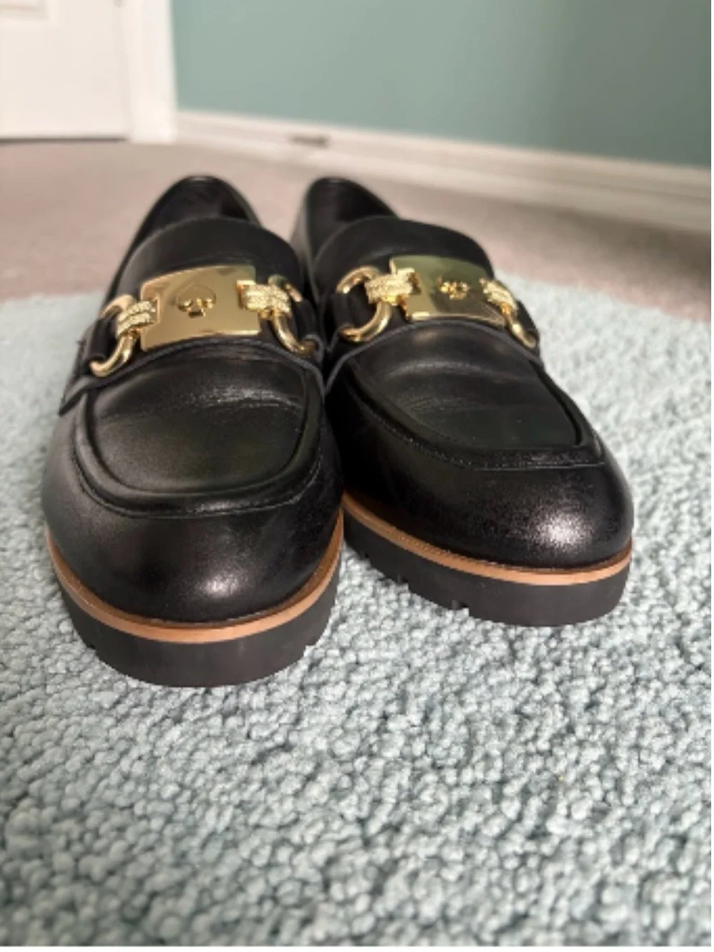 kate spade Black and Tan Leather Loafers